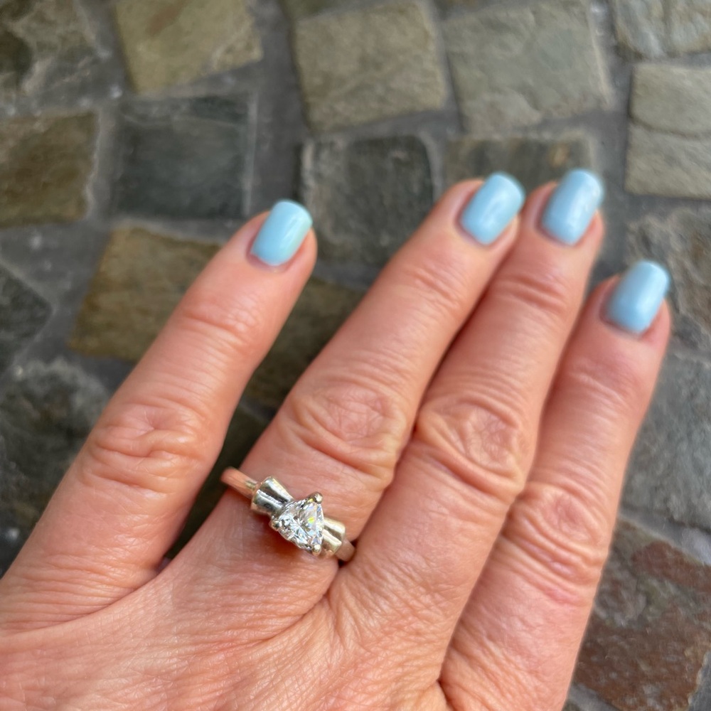 Dainty Sterling Silver Heart Solitaire CZ Ring